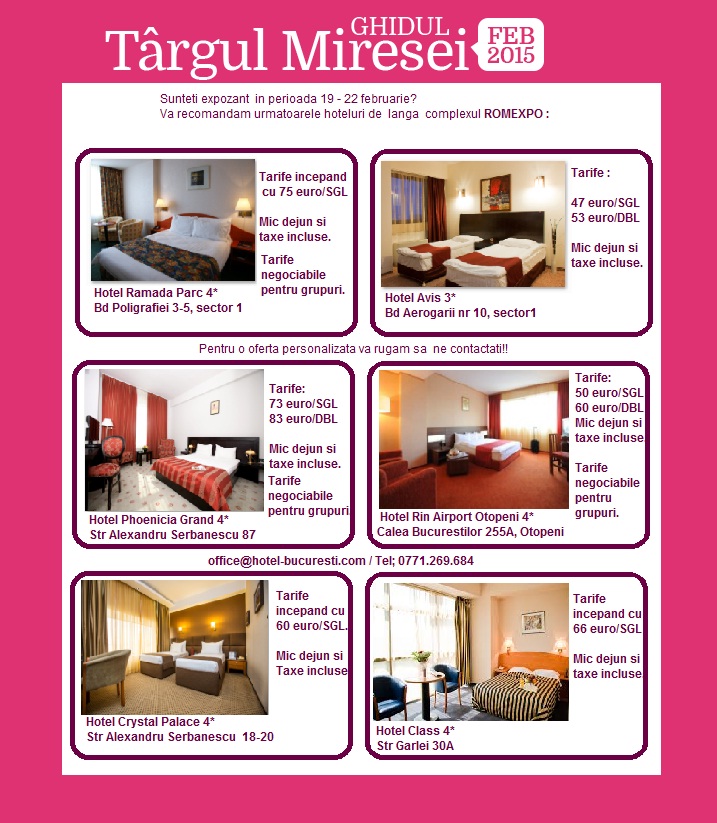 Cazare langa Romexpo pe durata targului Ghidul Miresei 2015